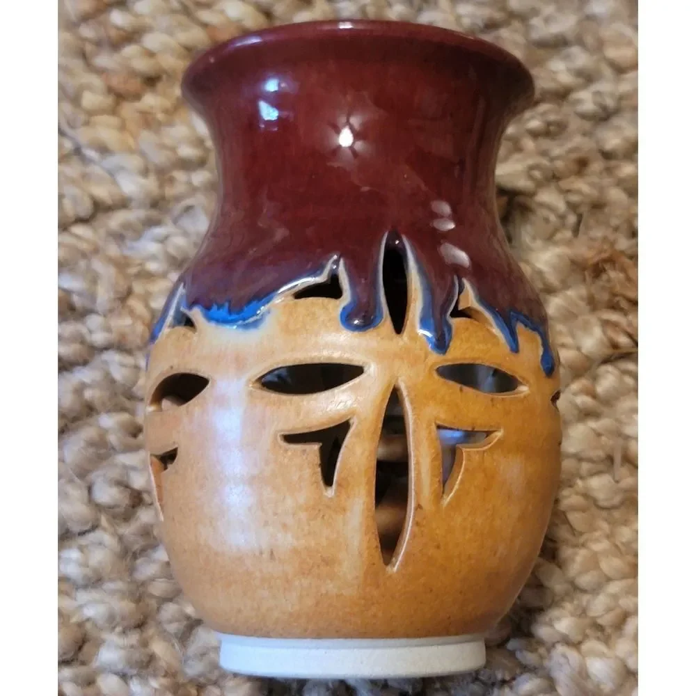 Walt Glass signed Art Pottery Vintage McQueeney San Antonio TX '80's Drip Glaze